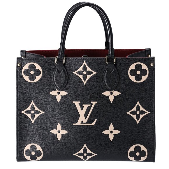 Louis Vuitton Empreinte Giant Monogram On The Go MM Shoulder Tote Black Beige - Picture 4 of 13